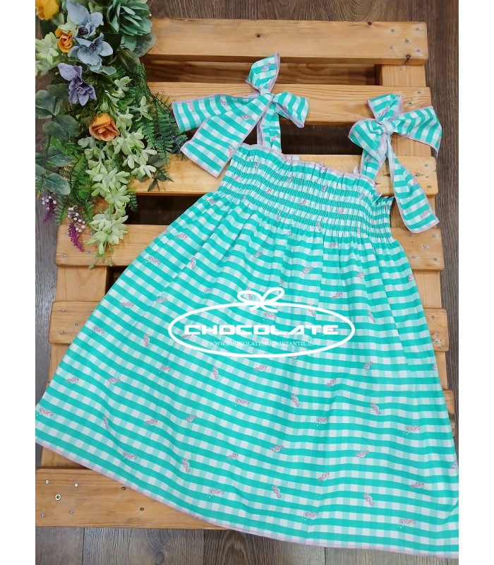 Vestido niña vichy manzana de Mon Petit Bonbon | Vestido de niña Mo...