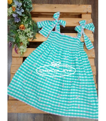 Vestido niña vichy manzana de Mon Petit Bonbon | Vestido de niña Mo...