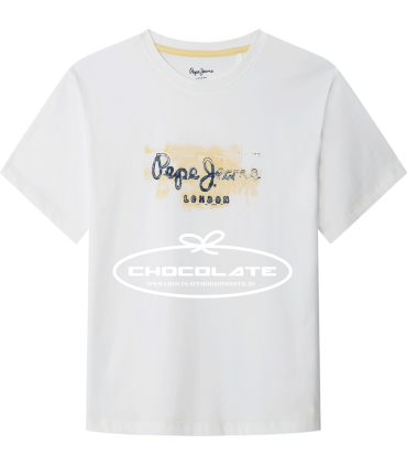 Camiseta blanca logo marino y amarillo de Pepe jeans para niño | Ca...