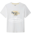Camiseta blanca logo marino y amarillo de Pepe jeans para niño