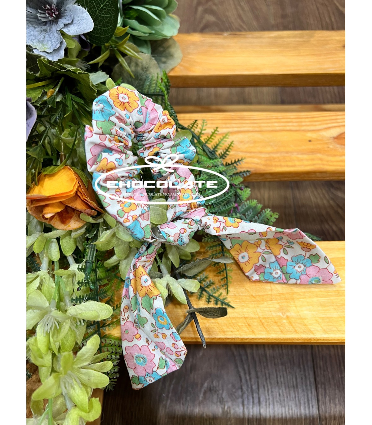 Coletero pelo niñas en liberty turquesa de Mon Petit Bonbon | Colet...