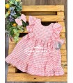 Vestido niña cuadros vichy melocotón de Mon Petit Bonbon | Vestido ...