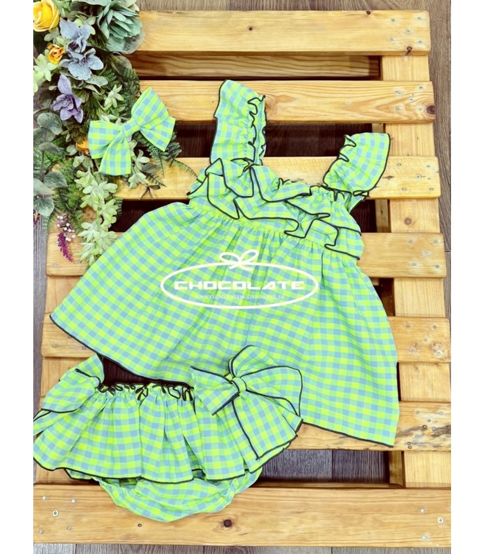 Jesusito niña gris y verde fluor de Mon Petit Bonbon | Precioso jes...