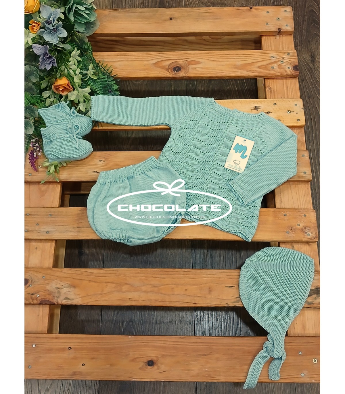 Conjunto bebé verde agua de Mac ilusión | Conjunto para bebé de la ...