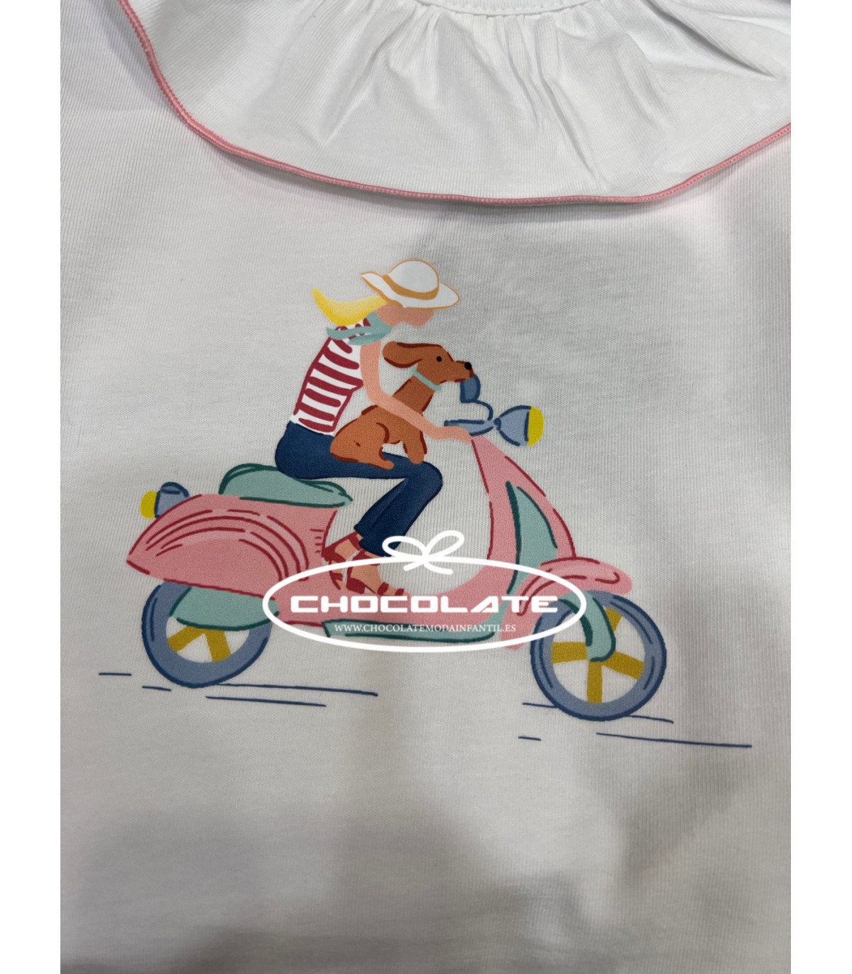 Conjunto niña vespa y flor turquesa de Mon Petit Bonbon | Conjunto ...