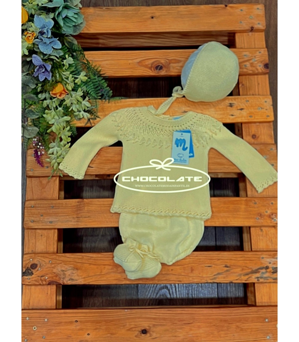 Conjunto de punto amarillo para bebé de Mac ilusión | Conjunto de p...