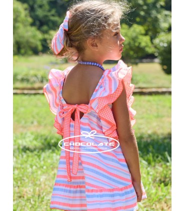 Vestido para niña La Martinica colección Bike con lazada en la espalda y tejido alegre