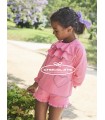 Conjunto para niña La Martinica colección Pantera Rosa con sudadera rosa y azul con volantes y short a juego