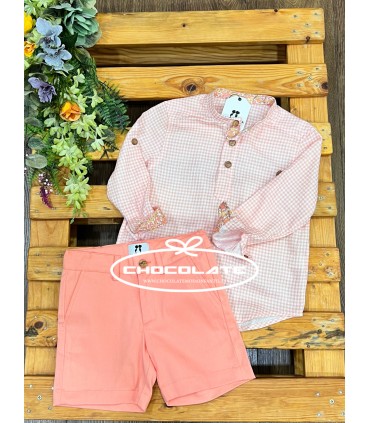 Conjunto niño de camisa y pantalón corto Peach La Martinica | Preci...