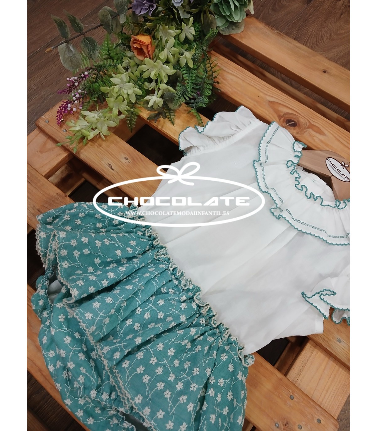 Braguita y blusa para niña colección Esmeralda de La Martinica | Co...