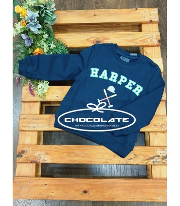 Sudadera Retro kids azul marino unisex Harper & Neyer | Sudadera Re...