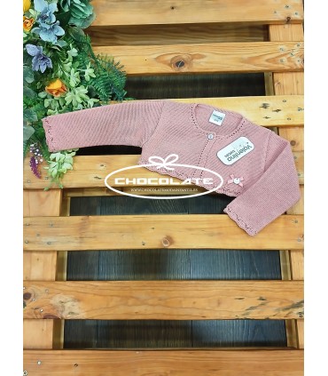 Chaqueta para niña en hilo rosa empolvado de Valentina bebés | Chaq...