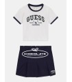 Conjunto niña falda pantalón marino y camiseta blanca Guess | Conju...