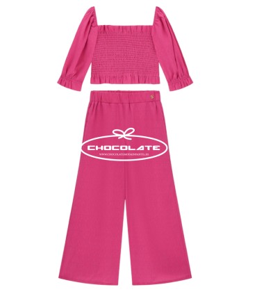 Conjunto top engomado y palazzo fucsia de Guess para niña | Precios...